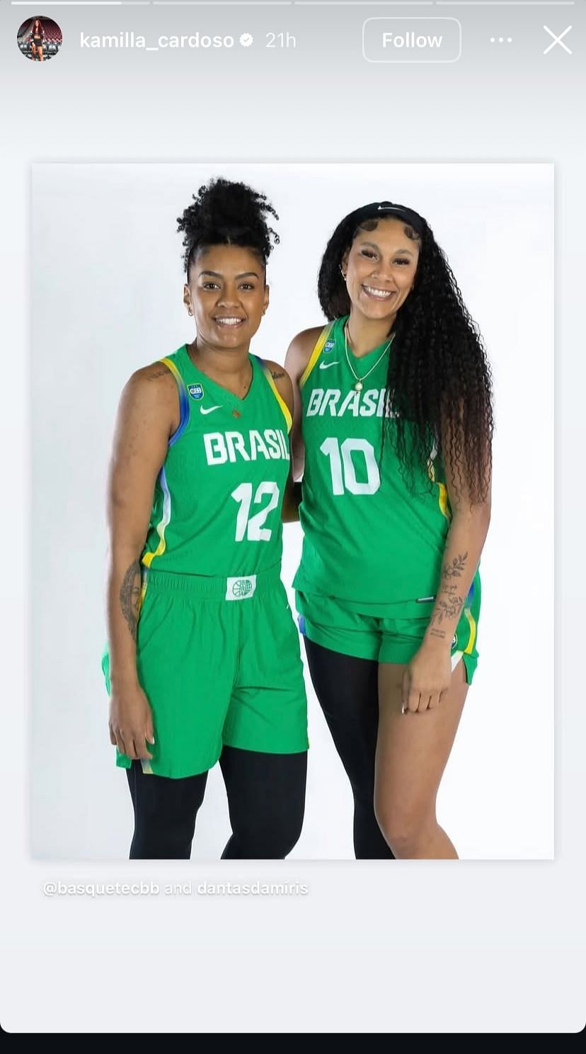 Chicago Sky’s Kamilla Cardoso shares photo with Indiana Fever’s Damiris Dantas ahead of FIBA AmeriCup - Image source: Instagram/Kamilla_Cardoso